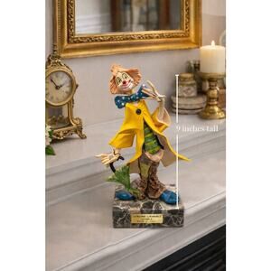 Vintage Clown Figurine on Genuine Carrara Marble Base Italy 9” Hand Painted
